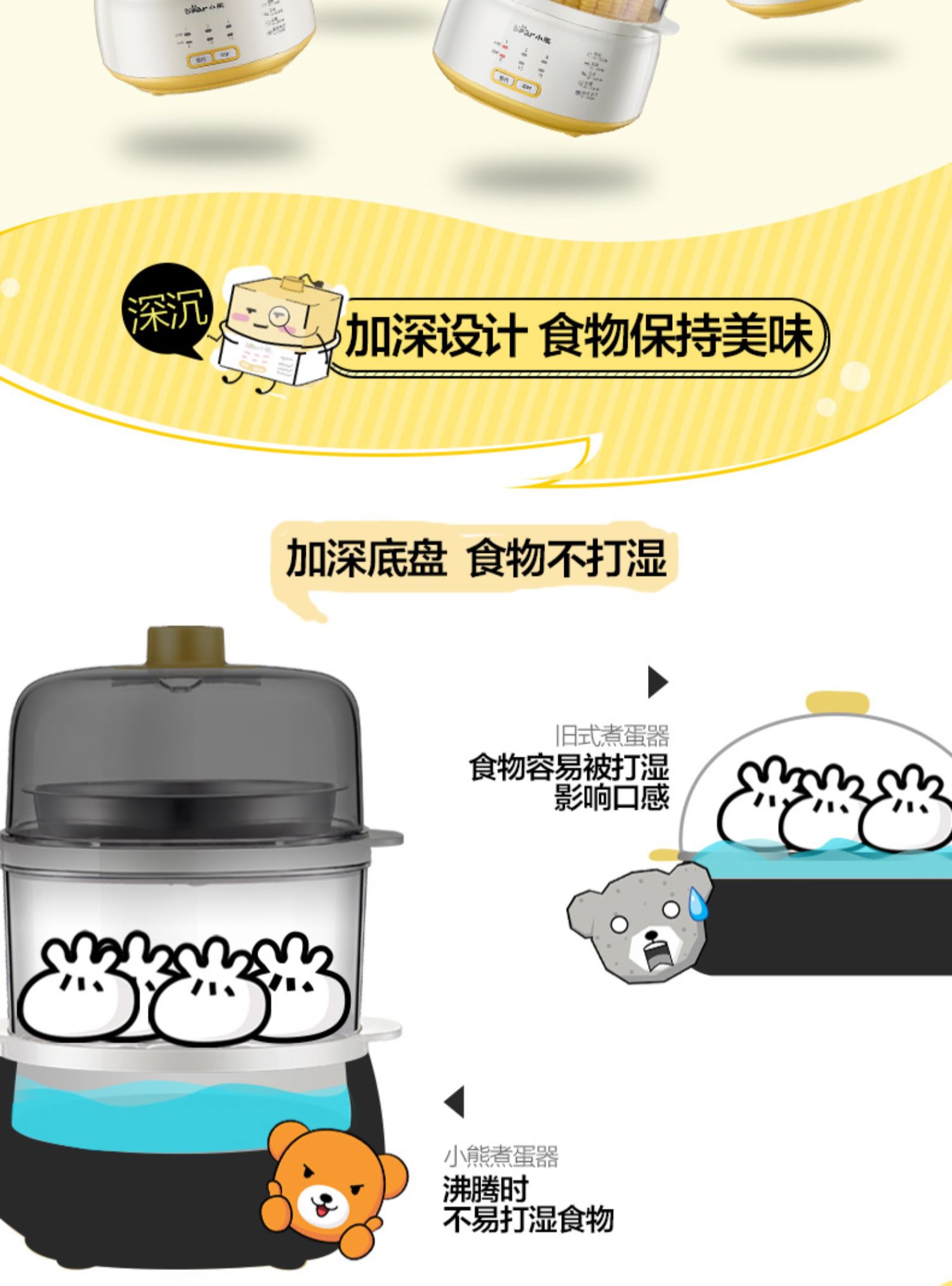 ca nấu mì siêu tốc hàn quốc Cubs luộc trứng hấp hẹn hẹn tự động tắt nguồn hai lớp mini trứng luộc trứng hấp - Nồi trứng nồi lẩu điện mini