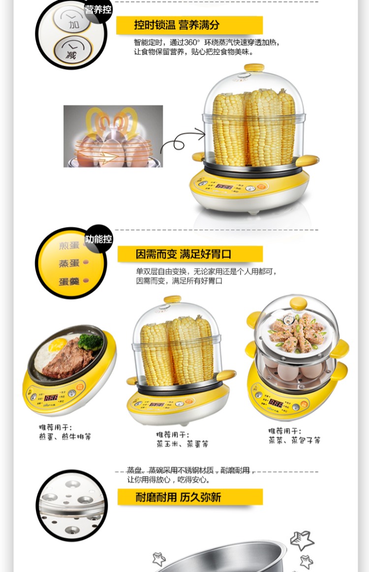 nồi lẩu mini 1 người Nồi hấp trứng hấp tự động tắt điện gia đình chiên trứng nồi đôi luộc trứng hấp trứng tart máy mini - Nồi trứng nồi hấp elmich