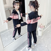 5 Girls Sports Set 2021 Autumn New 6 Middle Children Womens Spring and Autumn 7 Childrens Clothes 8 Ten 12-year-old Tide