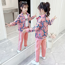 Girls autumn suit for children 2021 New Girls spring and autumn foreign style sports clothes autumn and winter three sets tide