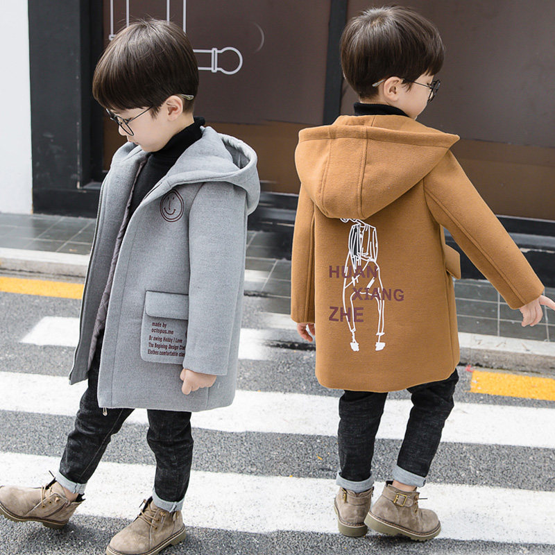 Boys' winter coat 2022 new thickened and warm middle-aged boy's Korean version 12-year-old cotton clothes woolen tide clothes