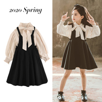 3 Children 4 girls spring and autumn suit 2021 New 5 skirt 6 foreign style 7 little girl dress two pieces 8 years old