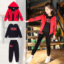 2021 New 6 girls autumn sports suit 7 Zhongdong 8-10 ten 11 year old girl foreign style clothes three sets