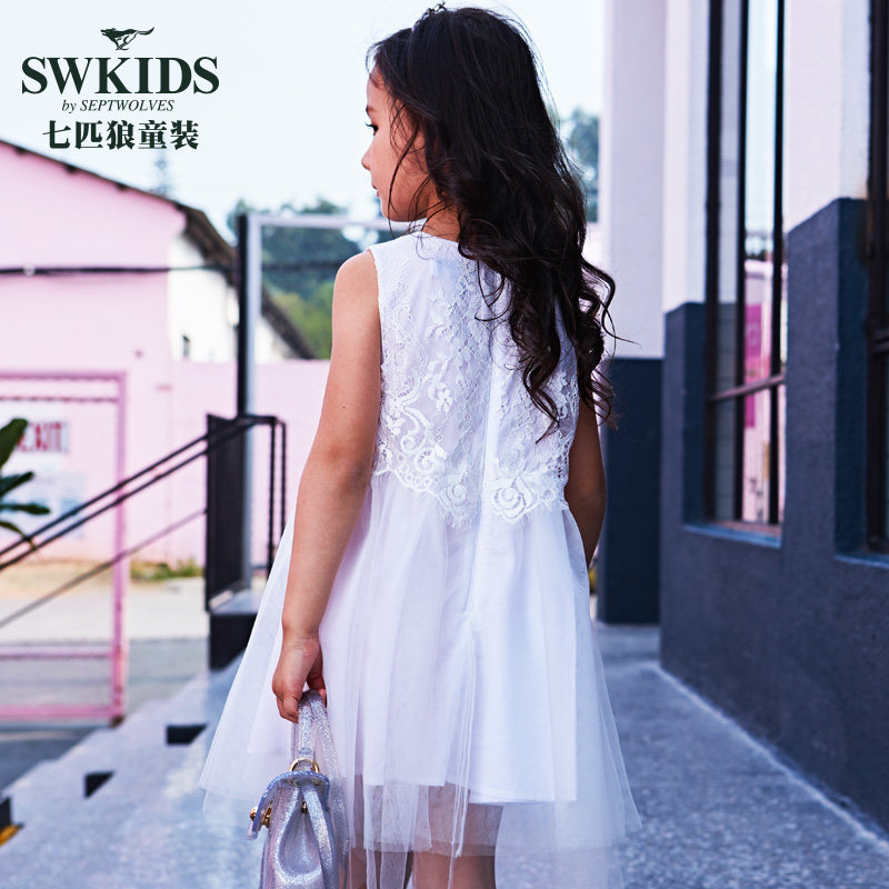 Swkids 七匹狼童装 19年夏季新款 中大童公主蕾丝连衣裙 天猫优惠券折后￥69包邮（￥99-30）京东￥147