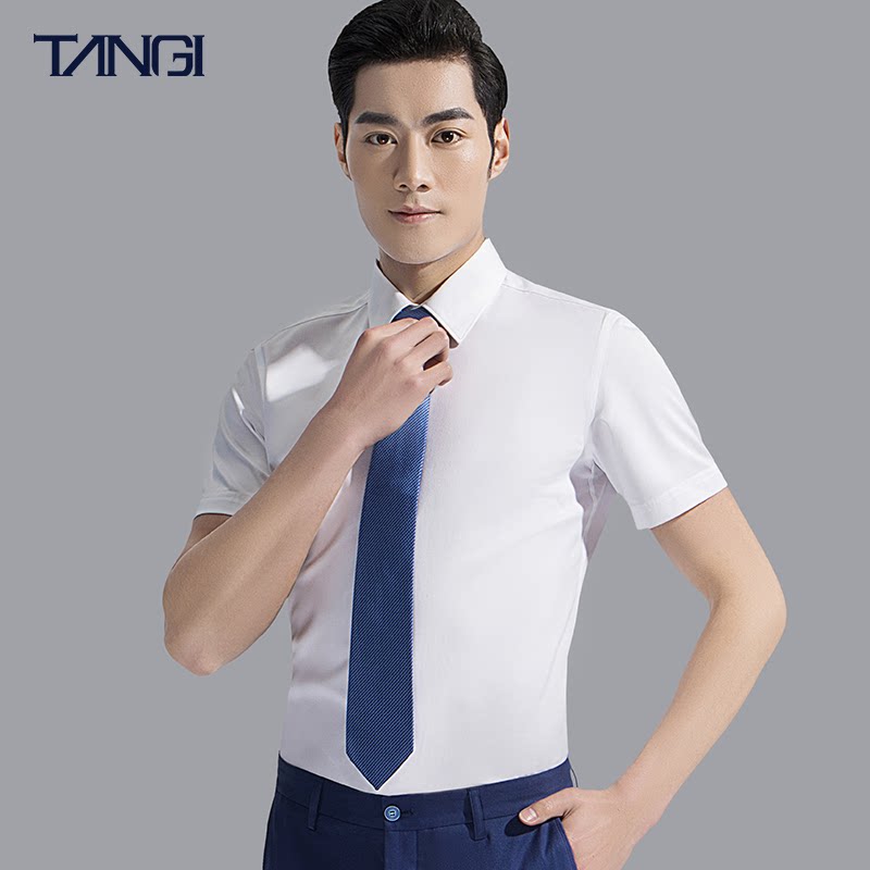 Tangji Men's Clothing Silk Light Cotton Shirt Man Short Sleeve Pure Cotton Business Casual Korean Version Men's Body Summer Full Cotton Shirt