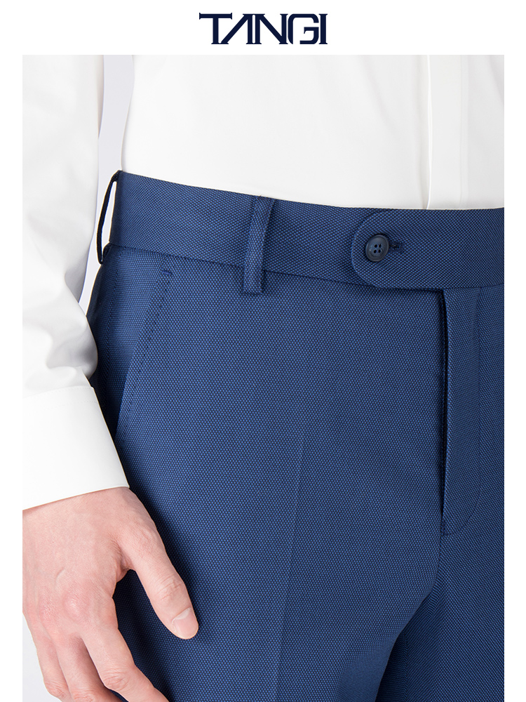 Tangji men's blue trousers Men's drooping sense business suit pants nine points men's formal pants summer slim