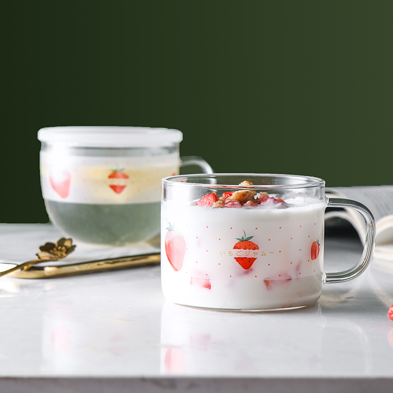 Yogurt, the capacity of the ins glass coffee cup of milk tea oat milk strawberry household to as Philip glass cup