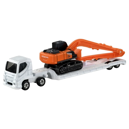 Автомобиль из имитационного сплава TOMY/Tomica, длинная секция № 143, Hitachi Construction Machinery Heavy Machinery Transport Truck 917694