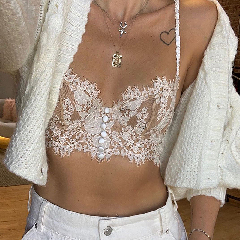 French-Style Comfortable and Soft Eyelash Lace Trim Feminine Lace Ultra-Thin Bra Transparent Camisole Underwear French-Style Comfortable and Soft Eyelash Lace Trim Feminine Lace Ultra-Thin Bra Transparent Camisole Underwear