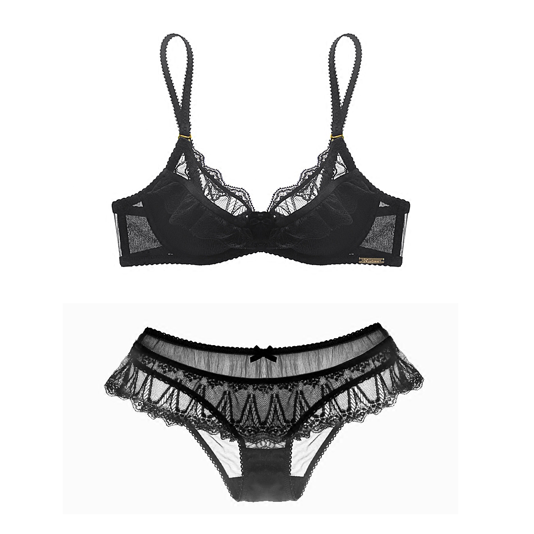 European and American sexy thin breathable underwear set thin cotton lace ladies fat MM large size bra temptation underwear - Taobao