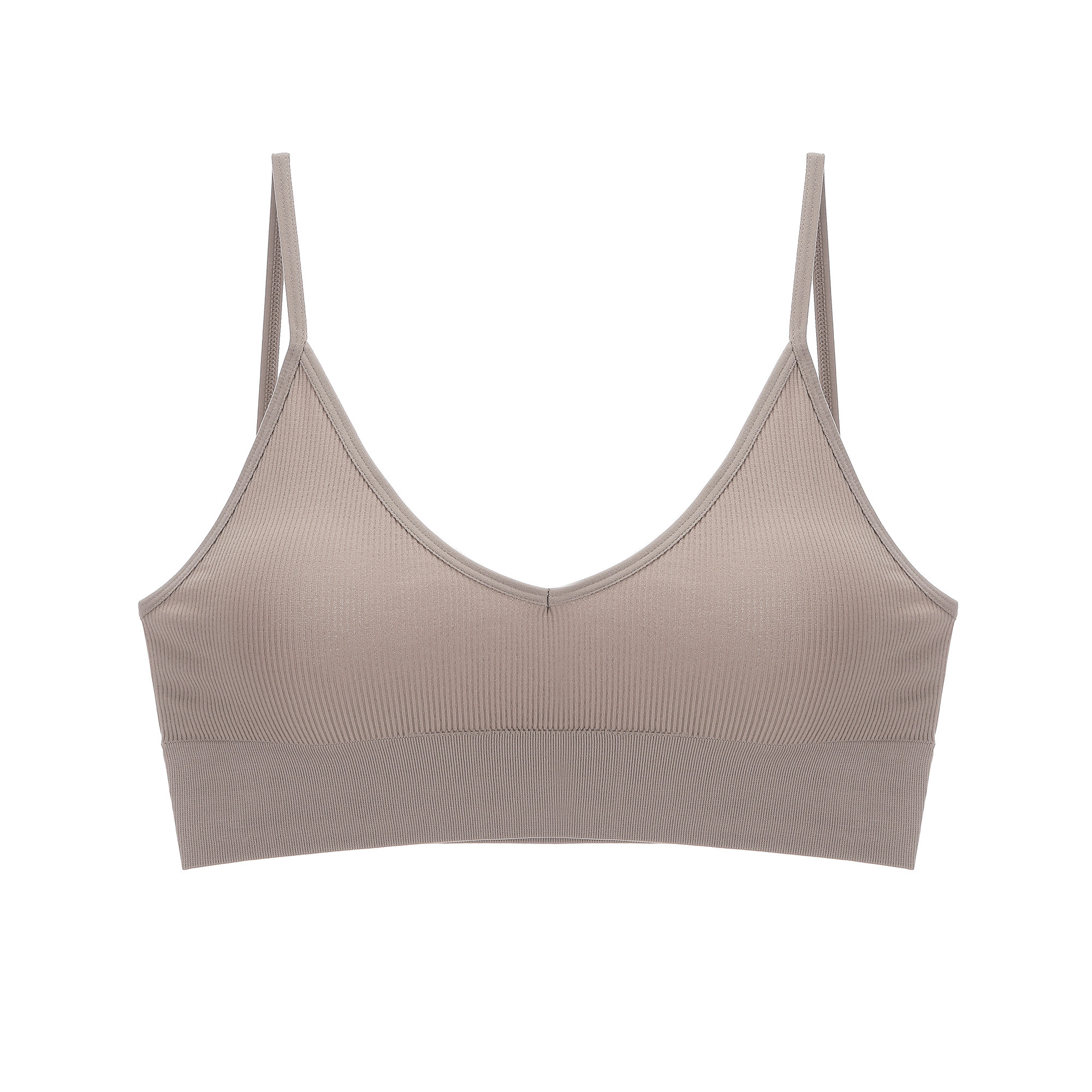 Seamless one-piece sports vest without steel ring bra spring and summer underwear elastic brown bottoming girl