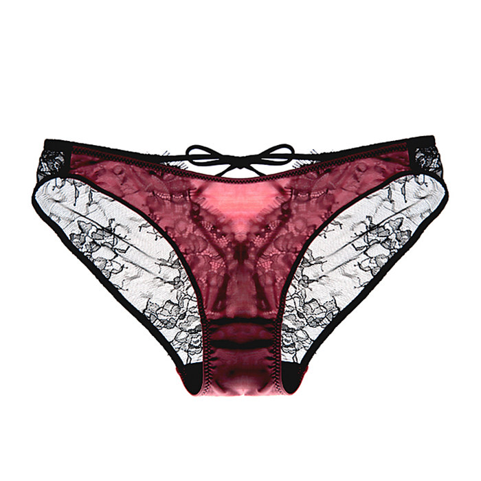 European and American Sexy Comfort Lady Eyelash Lace Lace Mesh Yarn Seduction Transparent Hollowed-out Large Size low waist triangular underwear