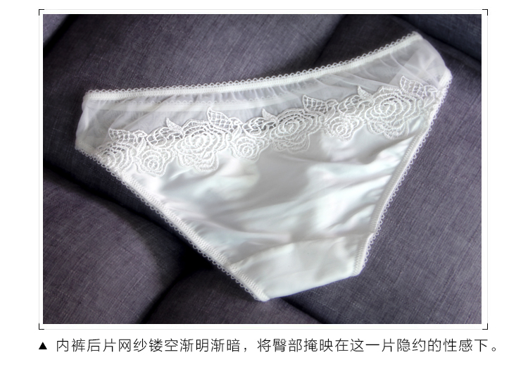 Châu Âu và Mỹ thêu ren phối cảnh nữ trong suốt rỗng phụ nữ thấp eo đồ lót cám dỗ tóm tắt lưới trắng - Vòng eo thấp cửa hàng đồ lót