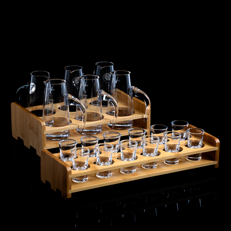 Home Crystal Glass Spirits Liquor Cup High Foot Chinese Small Wine Punch Scale Winemaker Fair Cup Wine Pot Suit