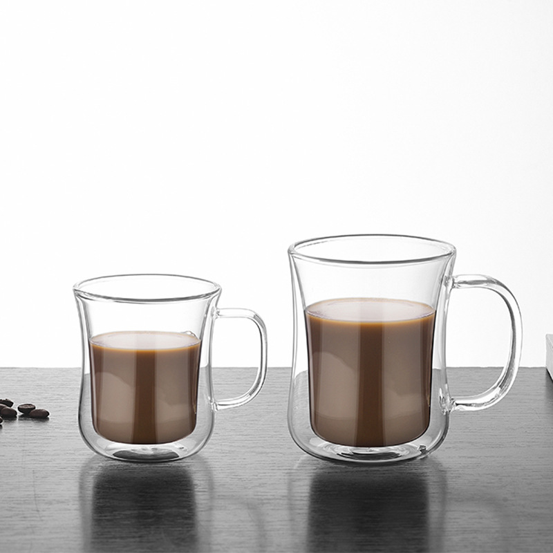 New Pint Cup Double Glass Coffee Cup With Milk Cup Mark Coffee Cup Home Heat Resistant Water Cup Breakfast Cup
