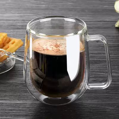 Double layer with glass glass temperature resistant tea cup Transparent Coffee Cup household tea cup glass juice cup Milk Cup