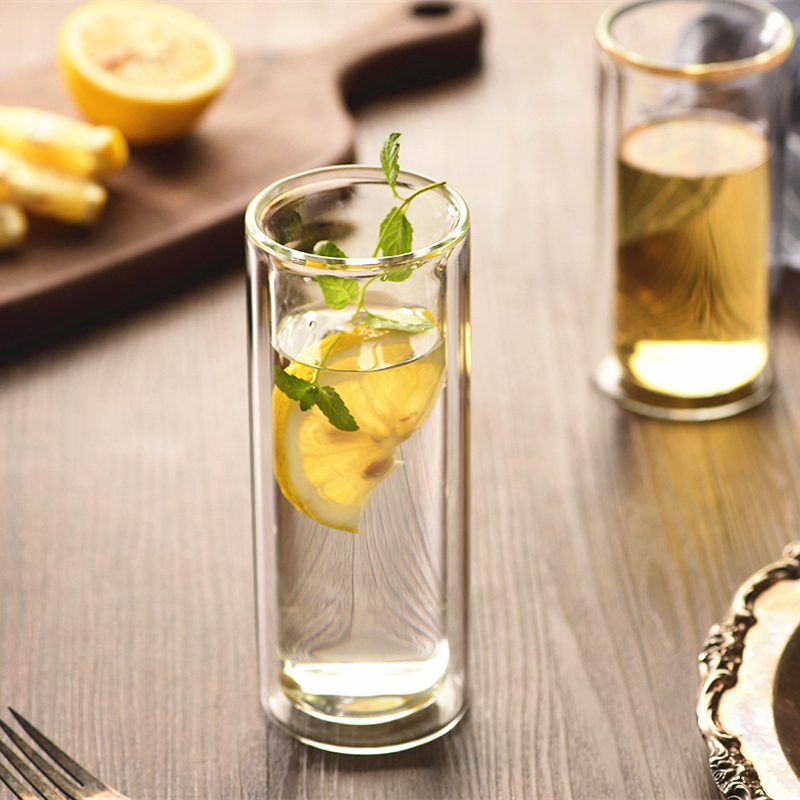 Creative Double Layer Heat Resistant Glass Cup Insulation Tea Cup Transparent Straight Body Cup Milk Cup Home Coffee Cup Green Tea Cup