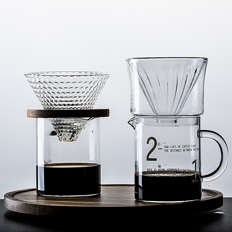 Home Hand Flush Coffee Sharing Pot Double Coffee Filter Cup Glass Heatproof Drip Coffee Pot Suit 2-3 people-Taobao