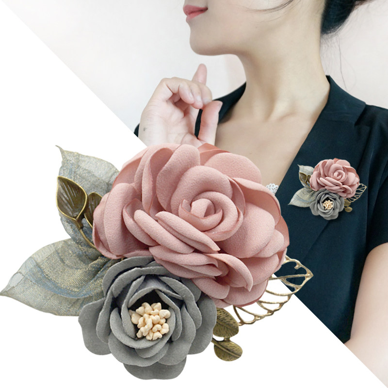 Korean version of the fabric flower brooch Elegant brooch fashion pin scarf buckle Jacket sweater decorative accessories for women