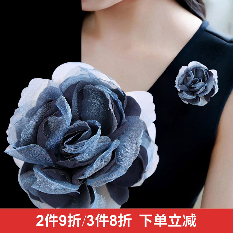 Korean version of silk gauze art corsage light flower brooch Elegant pin jacket sweater professional suit Accessories Female