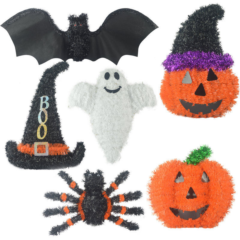 Halloween flower ghost festival pendant spider wall hanging witch hat pendant pumpkin ornament bat pendant ghost pendant