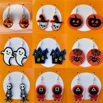 Halloween Earrings Creative Horror Festival Pumpkin Earrings Ghost Devil Cartoon Personality Ghost Face Earrings Ornaments