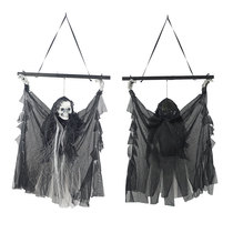 Halloween haunted house decoration arrangement hanging ghost skull ghost mummy hanging ghost black pole luminous ghost screaming skull ghost