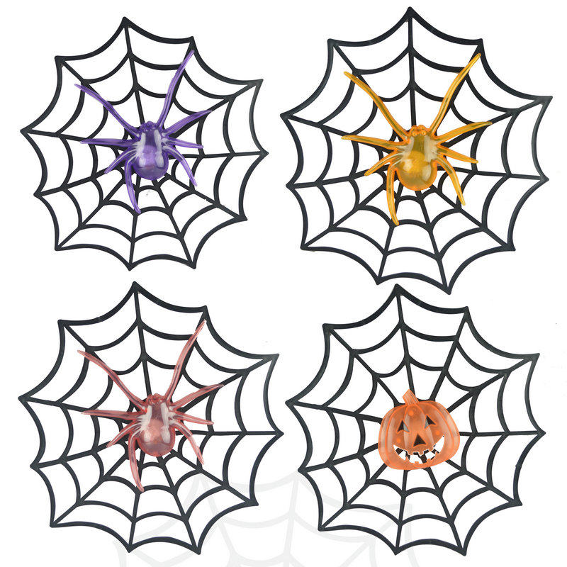 Halloween Spider Web Props Ghost Festival Scene Decoration Placement Spider Props Colorful Luminous Spider Web Hanging Accessories