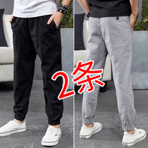  Boys  anti-mosquito pants summer thin section middle and large childrens nine-point pants 2021 summer childrens pants spring and autumn casual pants trend