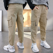  Childrens clothing boys pants Childrens spring and autumn thin overalls 2021 autumn boys trousers medium and large childrens casual pants trend