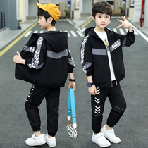  Boys  autumn suit 2021 new autumn childrens top clothes middle school boys spring and autumn two-piece suit tide