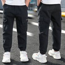  Childrens clothing boys overalls spring and autumn 2021 Western style childrens plus velvet pants Autumn large childrens casual pants trend