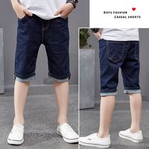  Childrens clothing boys denim three-point pants summer 2021 new summer thin mid-length pants medium and large childrens shorts outer wear tide