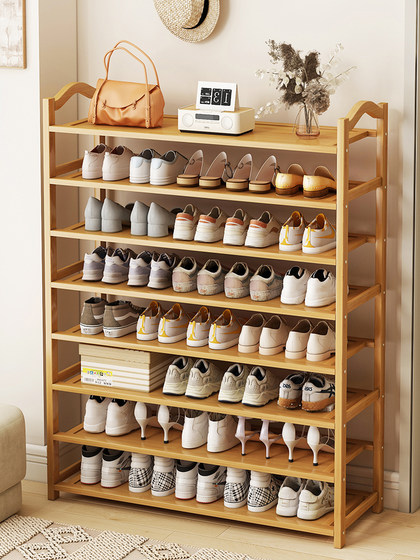 简易室内好看鞋柜家用经济型防尘收纳神器多层架子大容量竹非实木