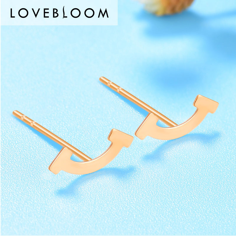 18K Gold Stud Earrings Women's Color Gold Earrings Rose Gold Earrings AU750 Gold Earrings Smile Earrings Gifts for Girlfriends