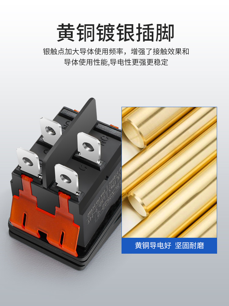 Kcd4 Rocker Switch 2-Position Foot-Operated 4-Pin Rocker Switch with Led Light Waterproof Metal Panel Button Switch 16A High Power