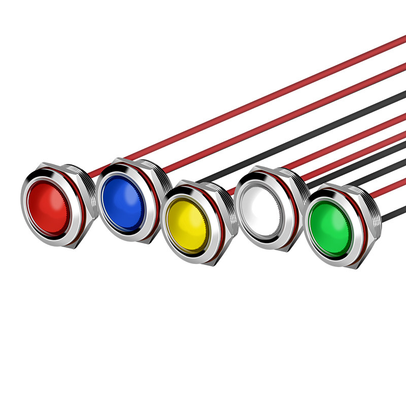 Led Metal Indicator Light Work Signal Light Opening 22mm Dustproof Power Light Red Green Yellow Blue White 9V12V24V