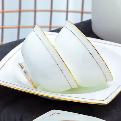 Bowl set home Jingdezhen bone china cutlery set Bowl plate ceramic bowl plate combination free combination match