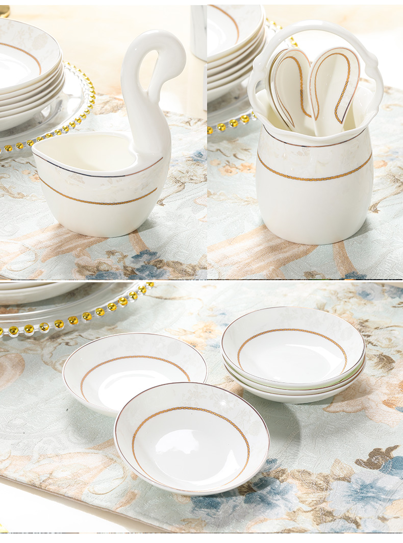 Dishes suit household European contracted yellow up phnom penh jingdezhen ceramic tableware suit Chinese Dishes composite ceramics