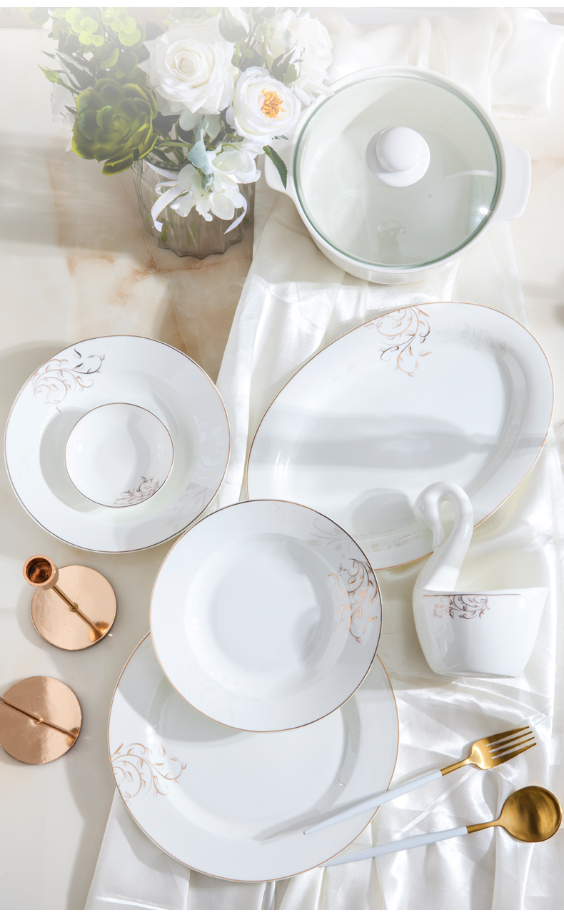 Tableware suit dishes home European jingdezhen bowls of ipads plate suit household ceramic bowl chopsticks combination of gifts