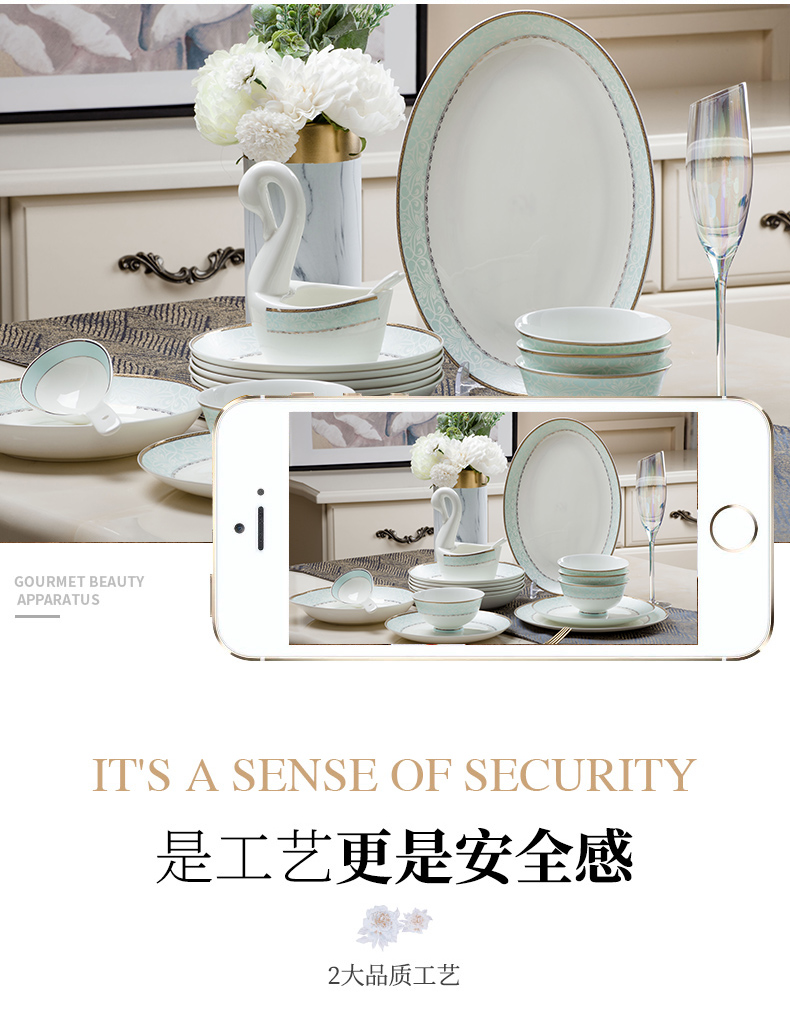 Dishes suit household contracted Europe type up phnom penh 60 heads of jingdezhen ceramic composite ipads porcelain tableware Chinese style Dishes