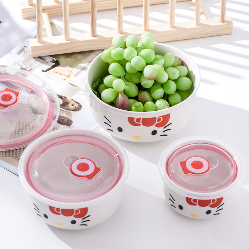 Tende | sealed ceramic last bowl three suits for fresh noodles in soup bowl bento lunch box lunch box tableware box of microwave oven