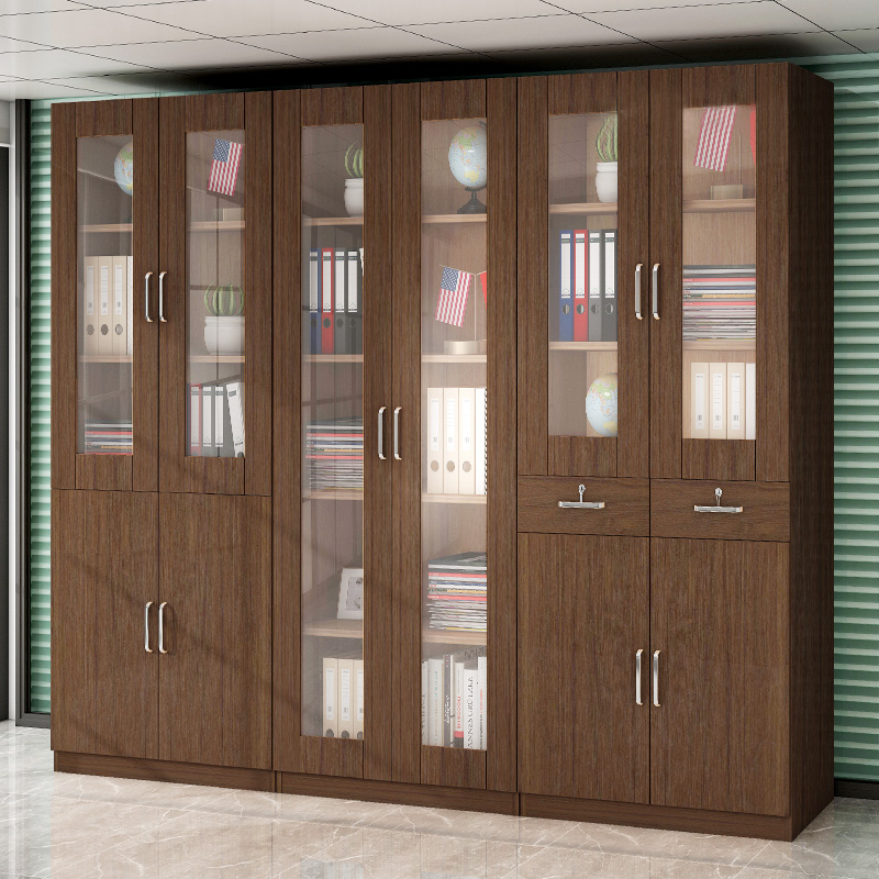 File cabinet Data file cabinet Wooden with lock office storage storage household glass door bookcase combination floor