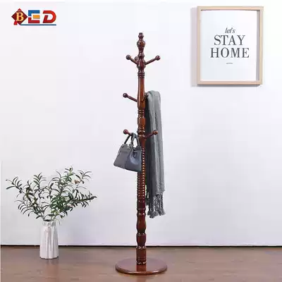 Solid wood coat rack floor hanger Bedroom European-style simple living room household entrance simple single-pole clothes rack