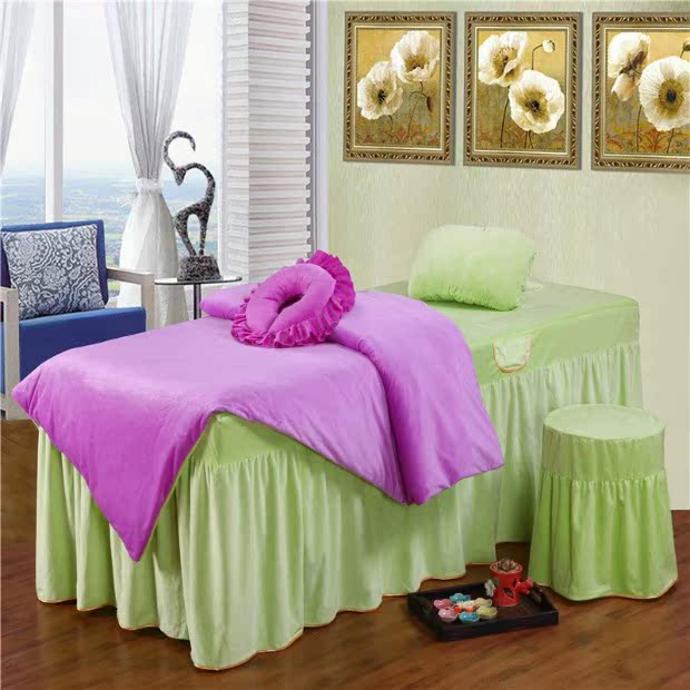 Pha lê nhung rắn màu đôi chính tả vẻ đẹp giường ngủ thẩm mỹ viện Falais thẩm mỹ viện bốn mảnh massage cơ thể ga chun bọc giường spa