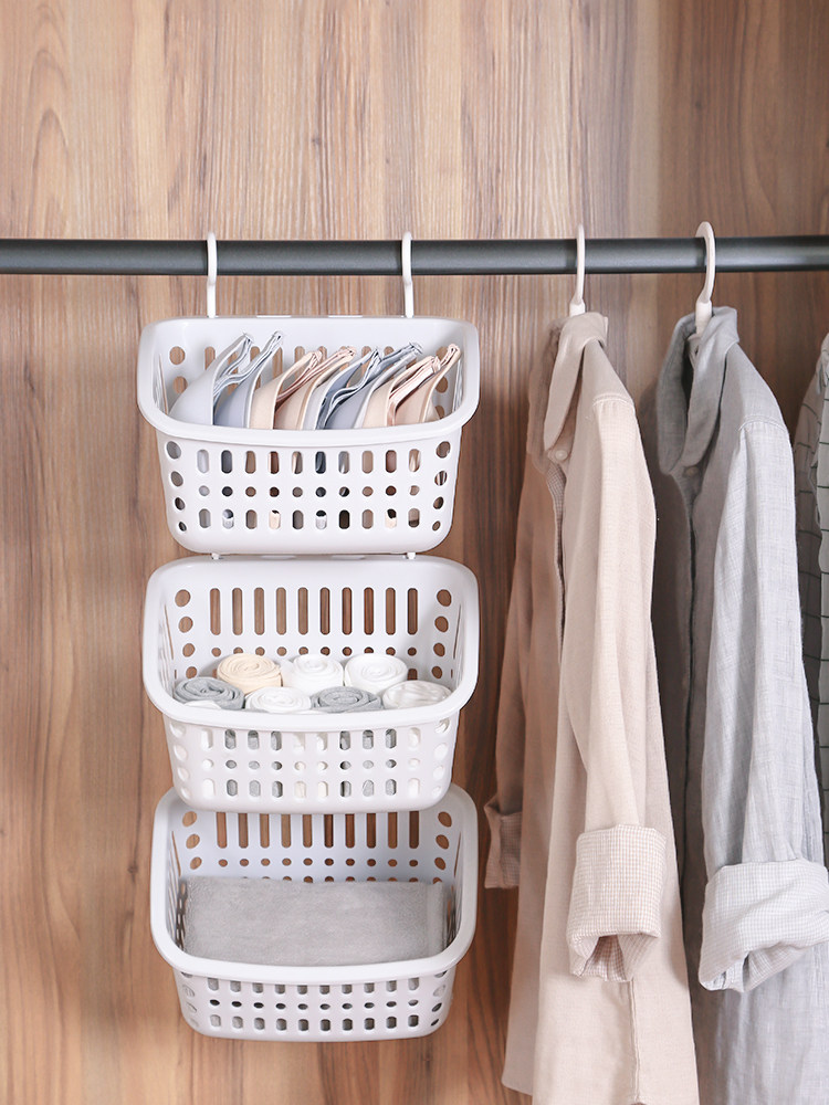 Bathroom small hanging basket storage basket Hanging basket storage basket Wall-mounted powder room dormitory bed head storage hanging basket can be superimposed