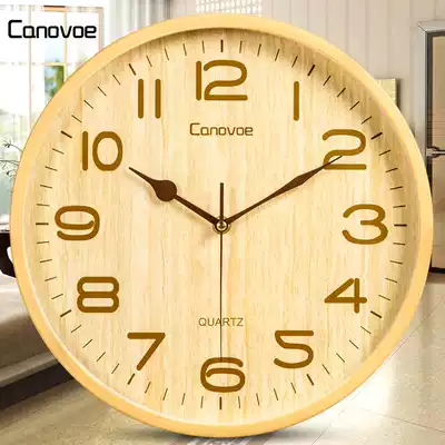 Keno Time wood grain clock living room wall clock design sense fashion creative silent clock simple bedroom quartz clock