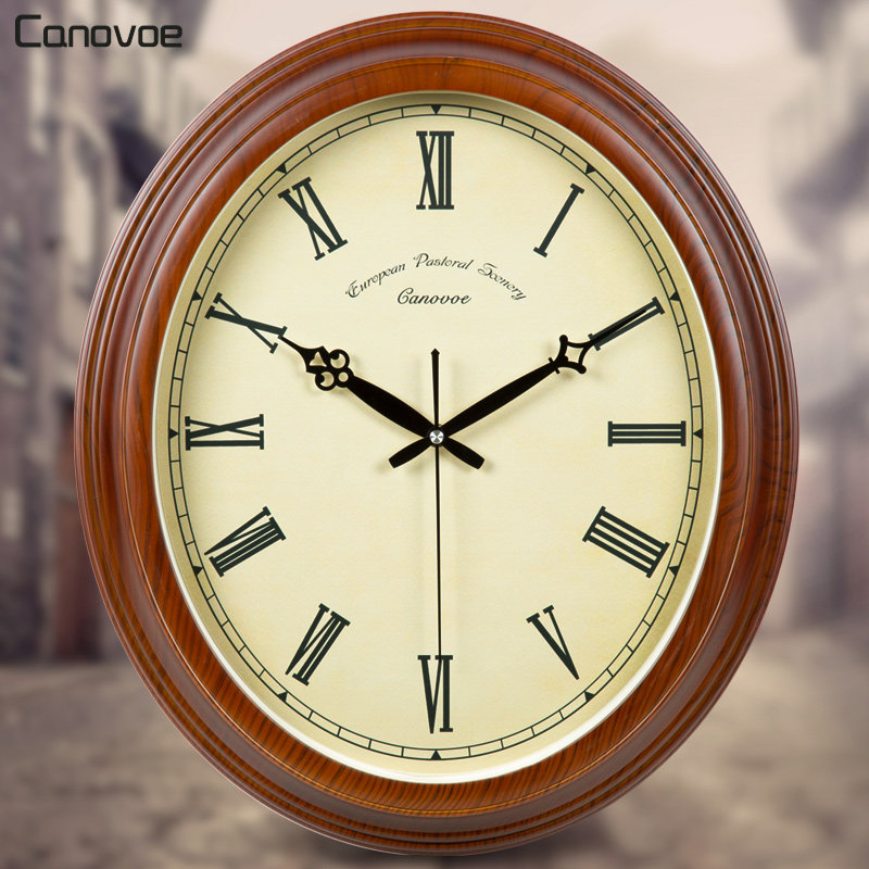 Canovoe Keno time living room muted wall clock European-style pastoral clock vintage creative large quartz clock wall watch