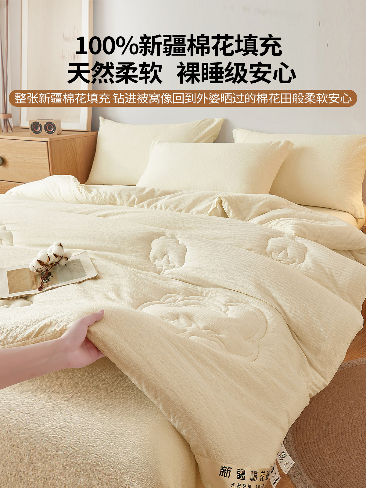 Xinjiang Cotton Quilt, Winter Quilt, Thickened Warm Cotton Quilt Core, 5kg Single/Double Spring and Autumn Quilt, Suitable for All Seasons