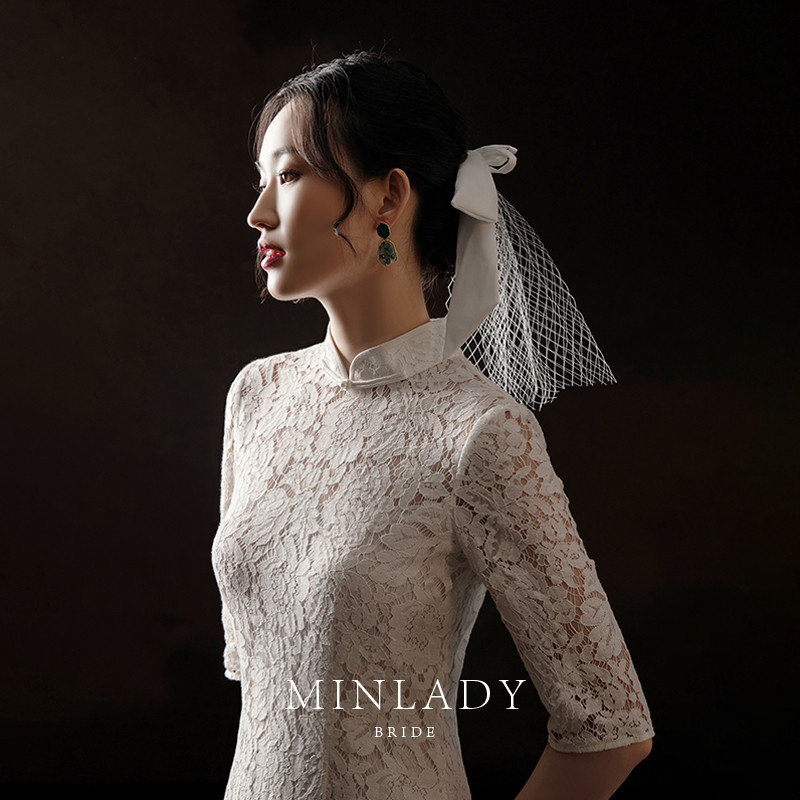 名斓 Lightweight cheongsam, white dress, 2021 years, light style, Chinese style